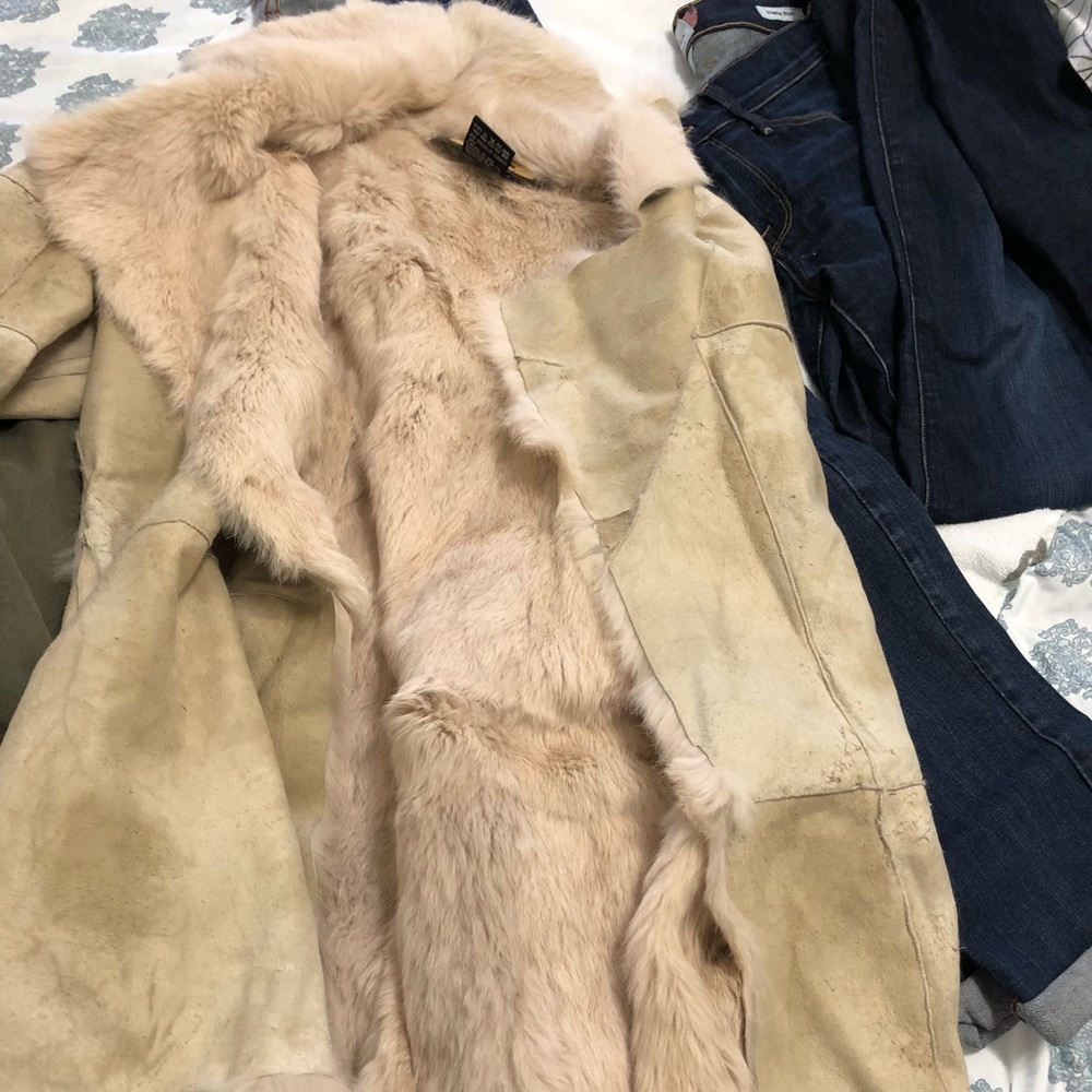 Bebe Suede and Rabbit Jacket